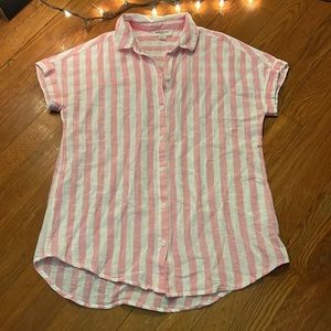 Beach Lunch Lounge pink and white stripes blouse size XS